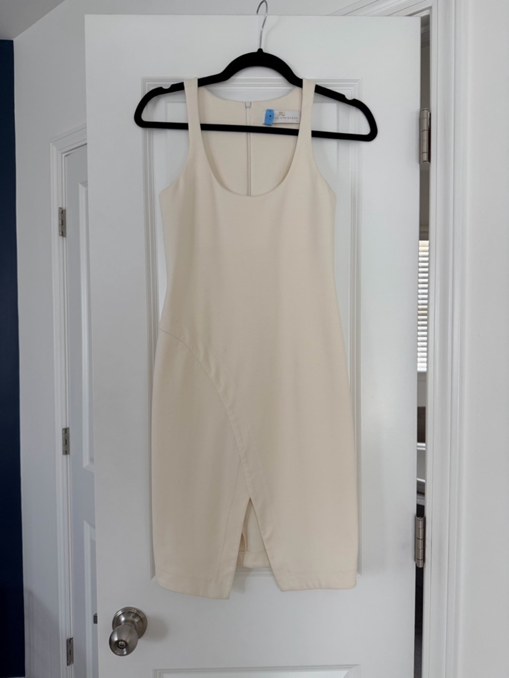 Amanda Uprichard Cream Scoop Neck Midi Dress
